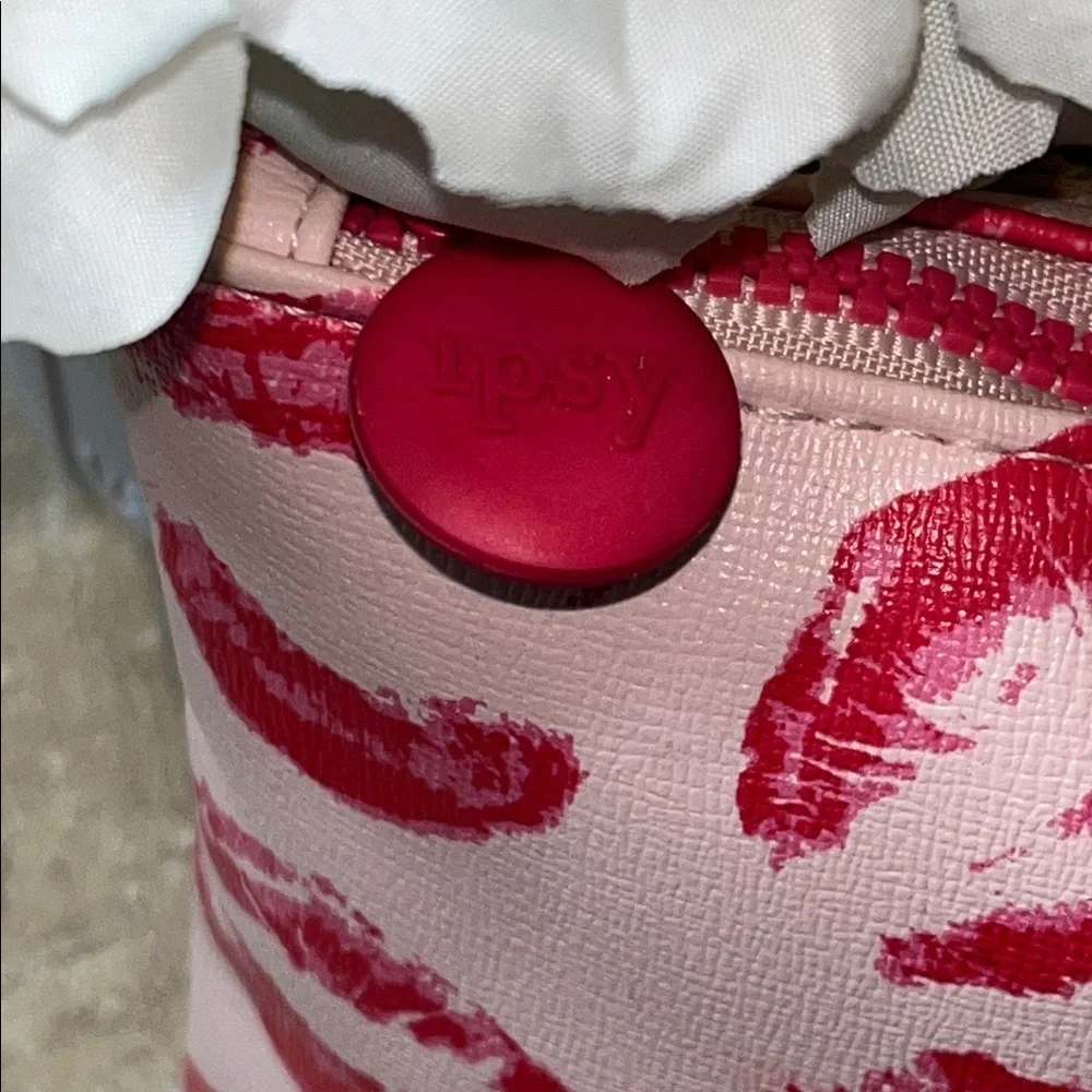Ipsy Pink Lip Print Cosmetic Bag